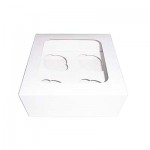 Caja para 4 Cupcakes, fabricada en cartón de color blanco para reposteria creativa