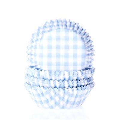 Capsulas para Mini Cupcakes con motivos de Cuadros color Azul Pastel