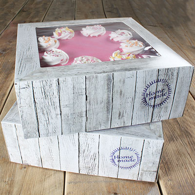 Caja para Tartas con diseño de Madera de la marca Funcakes reposteria creativa