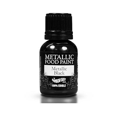 Pintura Comestible de color negro metalizado Rainbow Dust para repostería