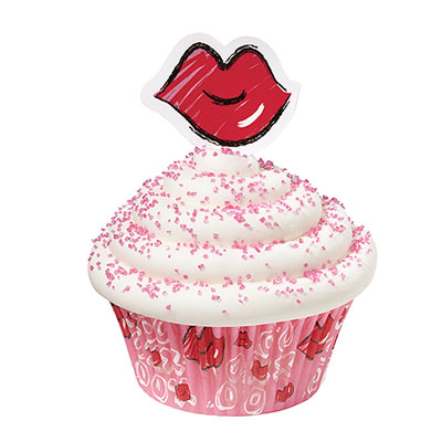 Set Capsulas Cupcakes y Toppers de Labios para enamorados en reposteria creativa