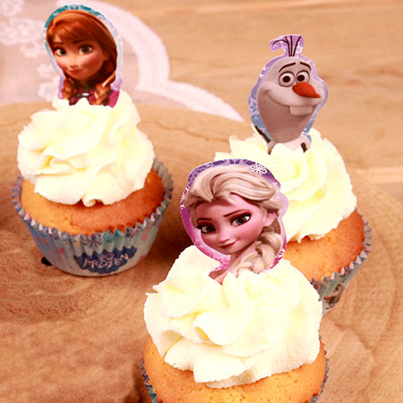 Toppers Cupcakes con motivos de Frozen de Disney en reposteria creativa