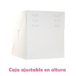 Caja para Tartas Regulable en altura, en color blanco, especial para reposteria