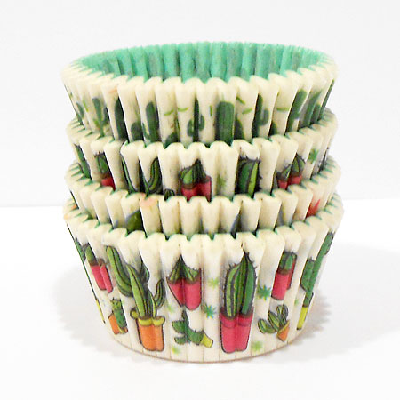 Capsulas para Cupcakes con motivos de cactus para reposteria