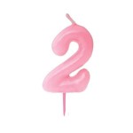 Vela para Tartas de Cumpleaños del numero 2 en color rosa