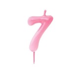 Vela para Tartas de Cumpleaños del numero 7 en color rosa
