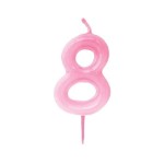 Vela para Tartas de Cumpleaños del numero 8 en color rosa