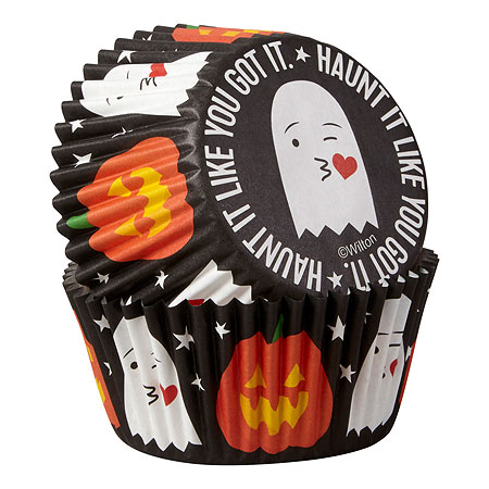 Capsulas para Madalenas o Cupcakes con motivos de Fantasma de Halloween
