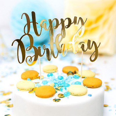 Toppers para Tartas de cumpleaños Happy Birthday en color dorado