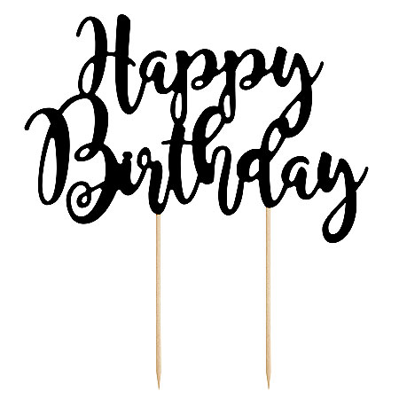 Topper Happy Birthday para Tartas de cumpleaños en color negro
