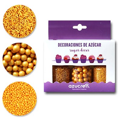 Perlas de Azucar Comestibles en color dorado para reposteria creativa