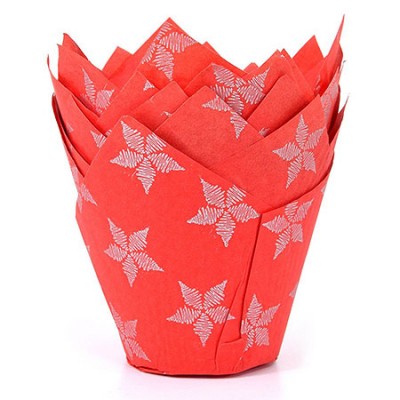 Capsulas para Muffins de tulipa con diseño de Estrellas de Navidad