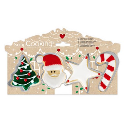 Set Cortadores galletas de Navidad con motivos de Papa Noel fabricante ScrapCooking
