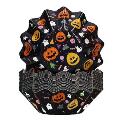 Capsulas para Cupcakes rígidas de Halloween con motivos de calabazas