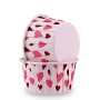 Capsulas Rigidas para Cupcakes con motivos de Corazones en color Rosa